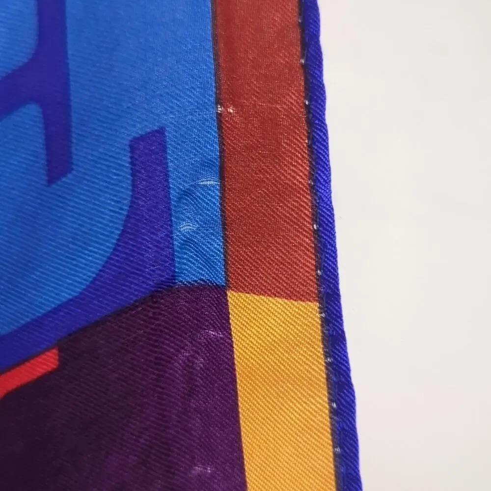Elaine Gold Branded Vintage Silk Scarf Bright Colorful Color Block